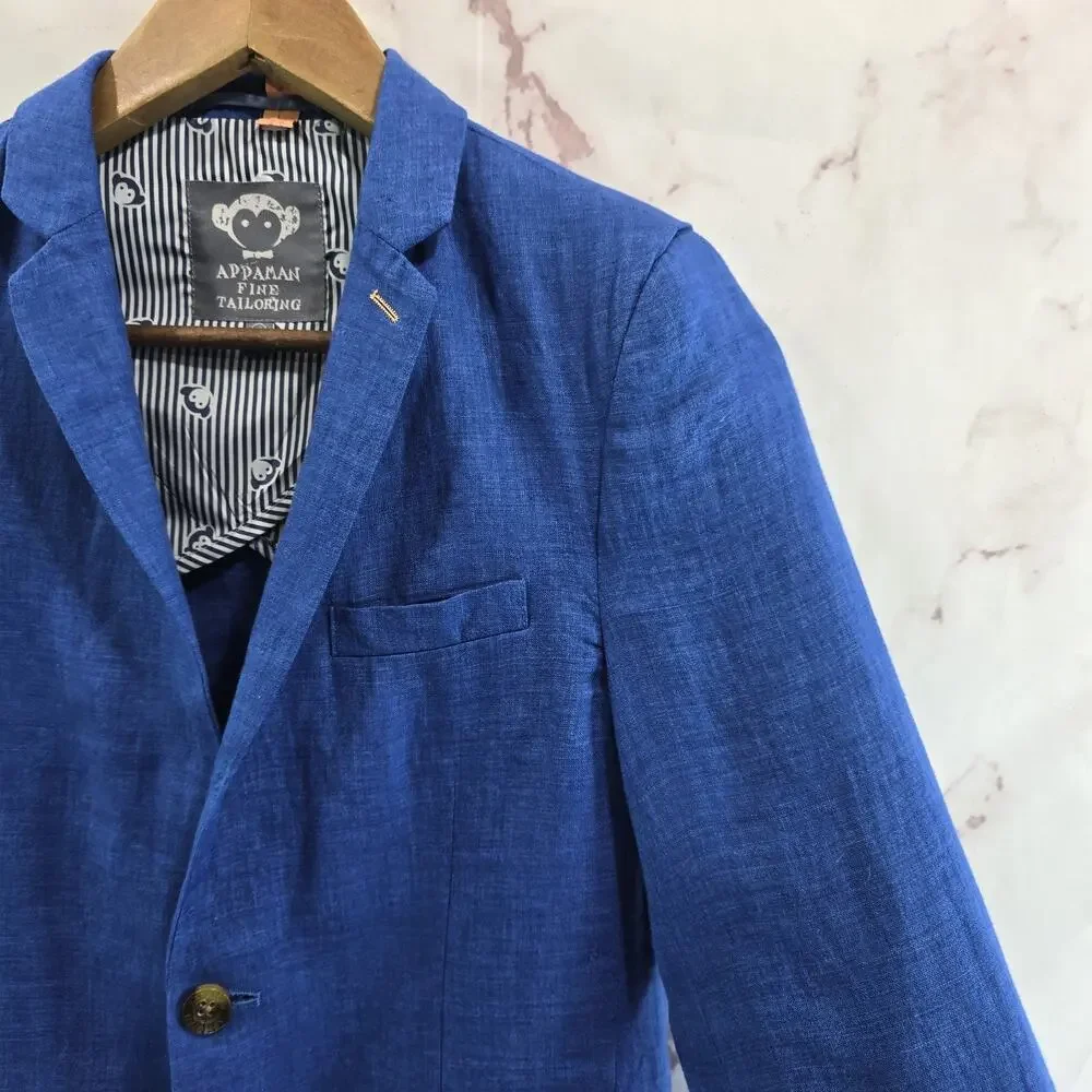 Appaman Blazer Youth 12 Blue Linen Jacket Boys Kids Fine Tailoring